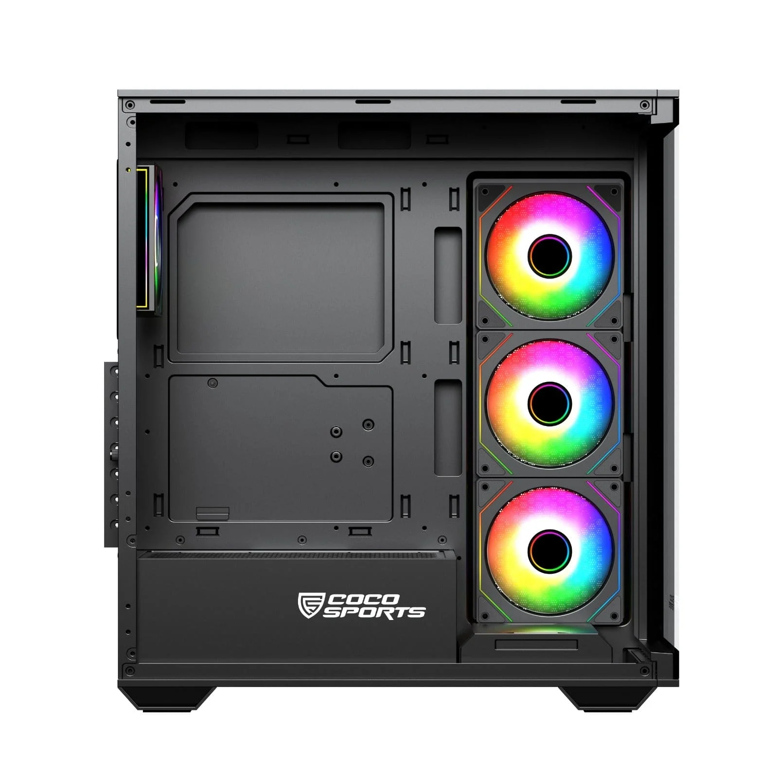 Coconut Stark Z9 Glass Mid Tower Gaming Cabinet - Black - Image 6