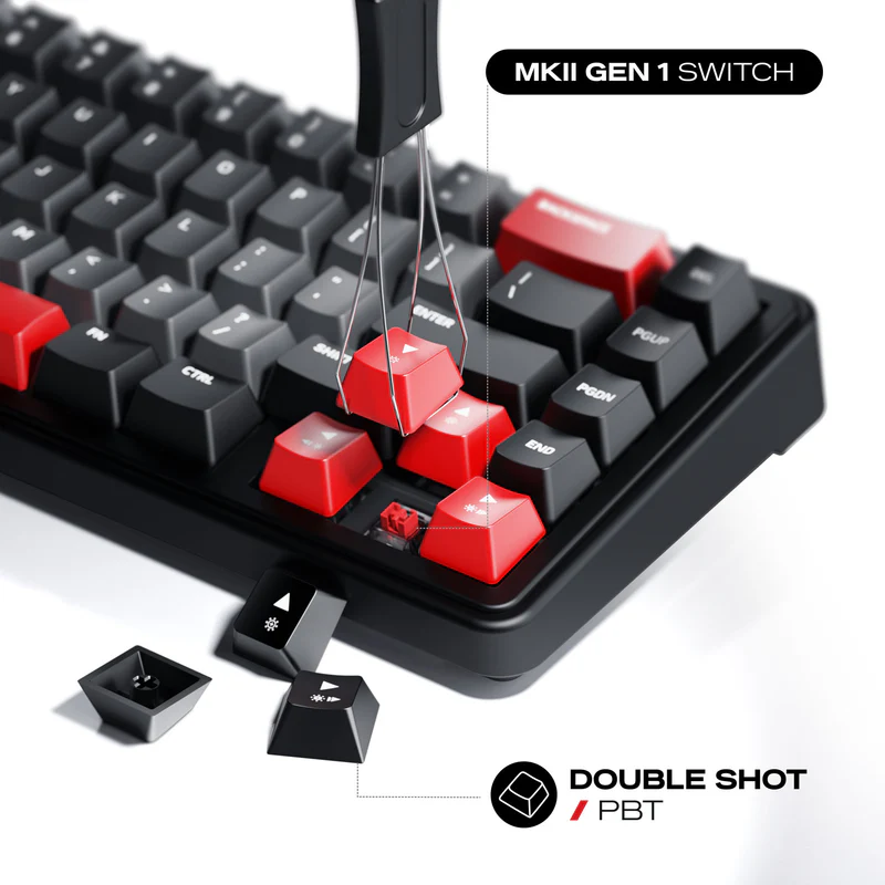 Cybeart Akula 65 - Compact 65% Wireless RGB Mechanical Keyboard - Black - Image 3