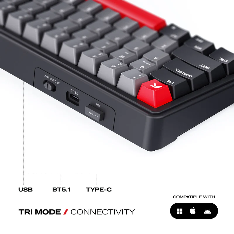 Cybeart Akula 65 - Compact 65% Wireless RGB Mechanical Keyboard - Black - Image 5