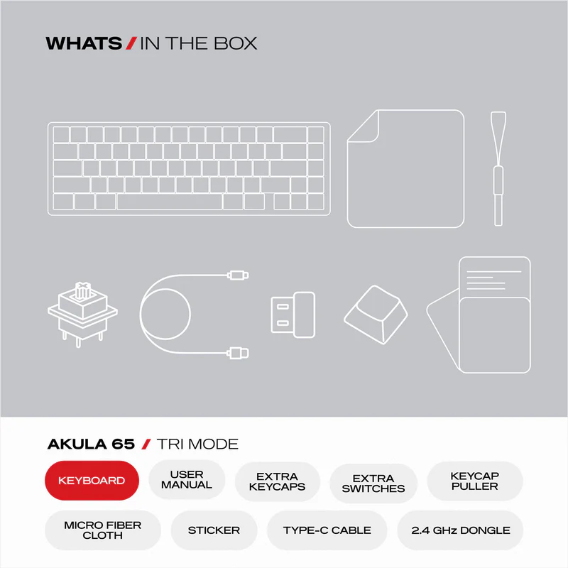 Cybeart Akula 65 - Compact 65% Wireless RGB Mechanical Keyboard - Black - Image 10