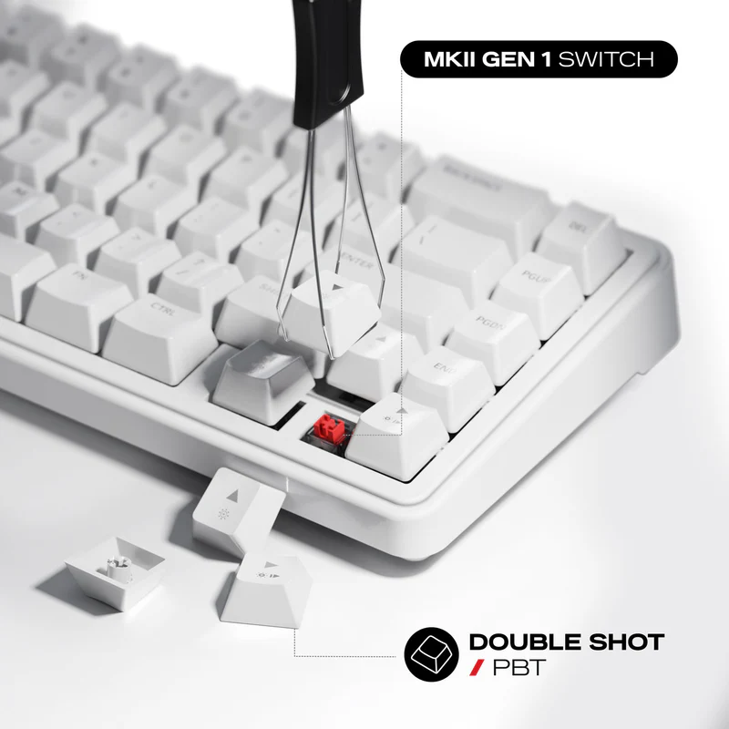 Cybeart Akula 65 - Compact 65% Wireless RGB Mechanical Keyboard-White - Image 3