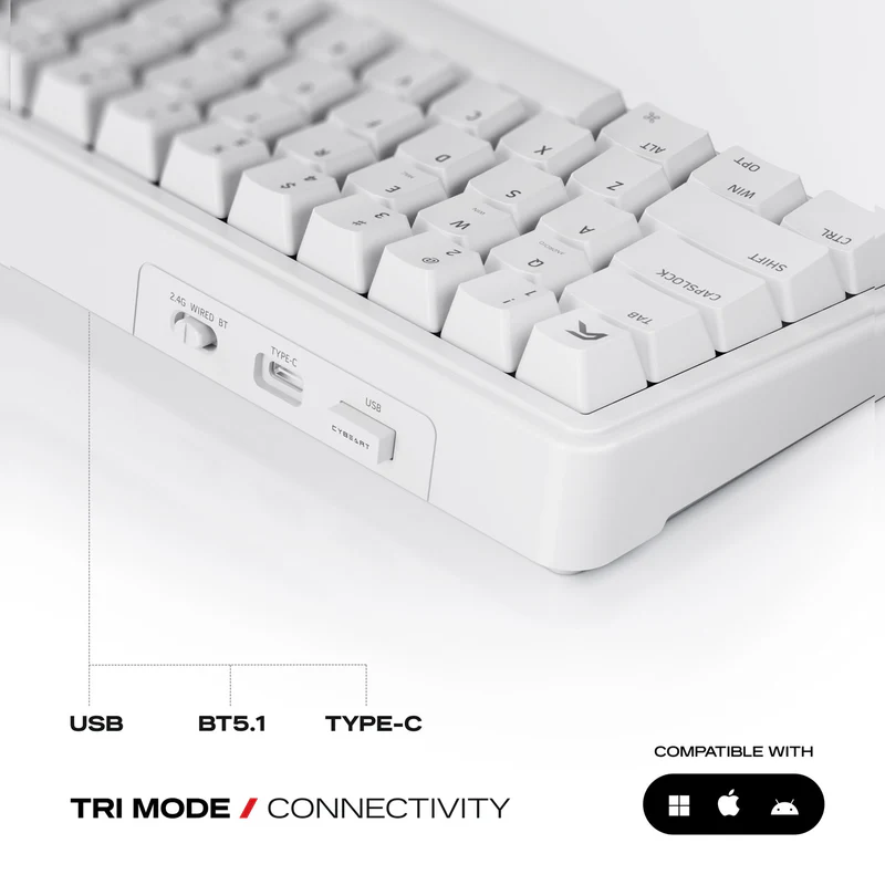 Cybeart Akula 65 - Compact 65% Wireless RGB Mechanical Keyboard-White - Image 5
