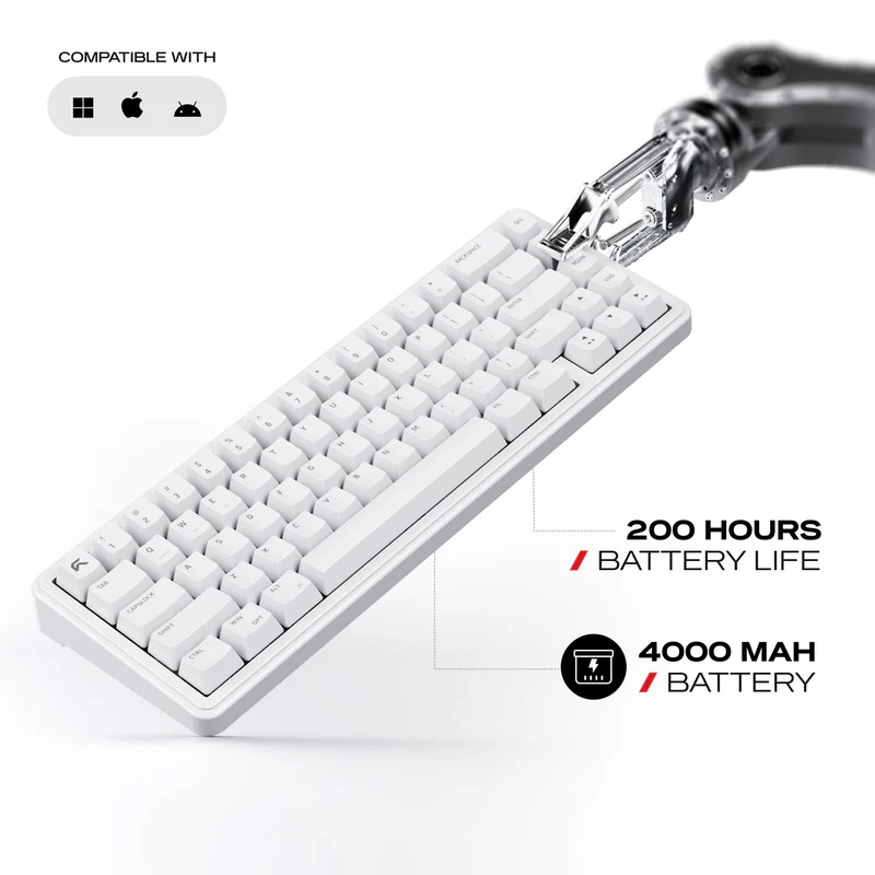 Cybeart Akula 65 - Compact 65% Wireless RGB Mechanical Keyboard-White - Image 6