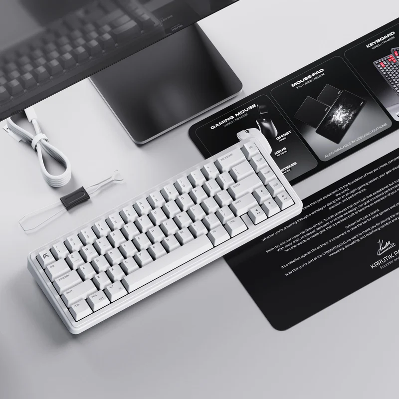 Cybeart Akula 65 - Compact 65% Wireless RGB Mechanical Keyboard-White - Image 9