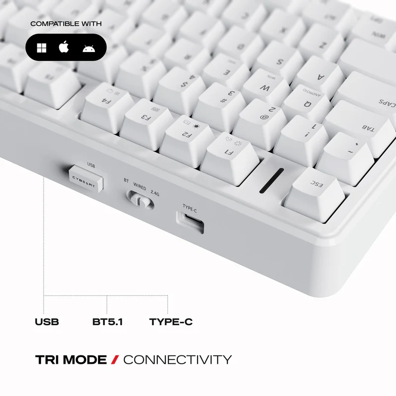 Cybeart Akula 99 - Compact Full Size Wireless RGB Mechanical Keyboard-White - Image 6