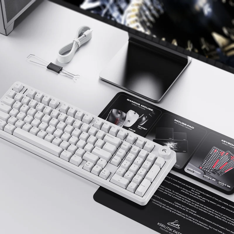 Cybeart Akula 99 - Compact Full Size Wireless RGB Mechanical Keyboard-White - Image 9