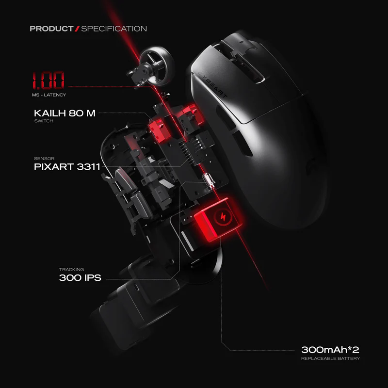 Cybeart Artemis 52g Ultra-Light Wireless Gaming Mouse-Black - Image 8