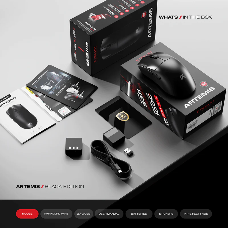 Cybeart Artemis 52g Ultra-Light Wireless Gaming Mouse-Black - Image 10