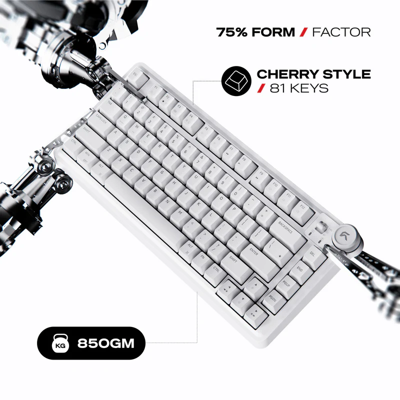 Cybeart Nighthawk 75 - TKL Wireless RGB Mechanical Keyboard-White - Image 2