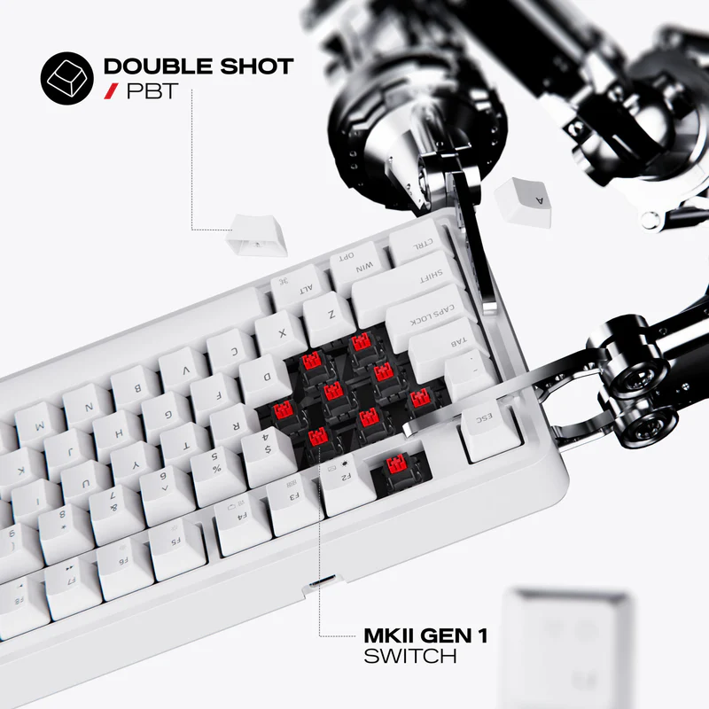 Cybeart Nighthawk 75 - TKL Wireless RGB Mechanical Keyboard-White - Image 4