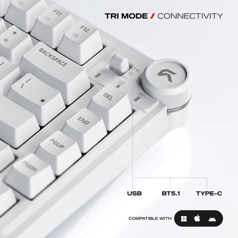 Cybeart Nighthawk 75 - TKL Wireless RGB Mechanical Keyboard-White - Image 5
