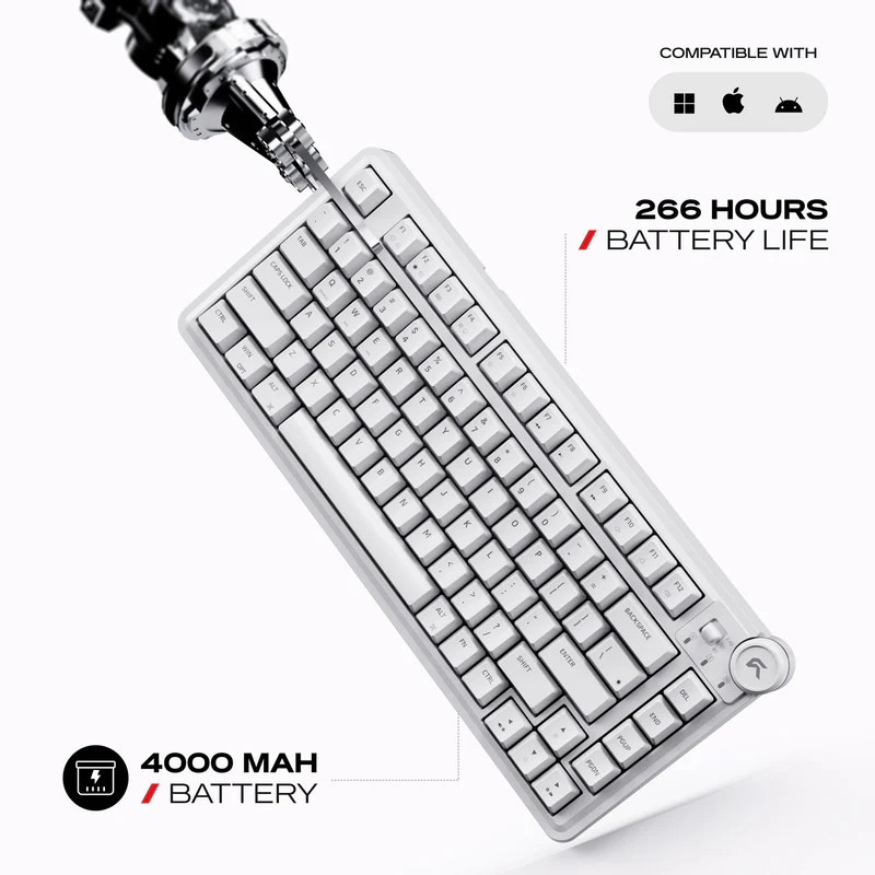 Cybeart Nighthawk 75 - TKL Wireless RGB Mechanical Keyboard-White - Image 6