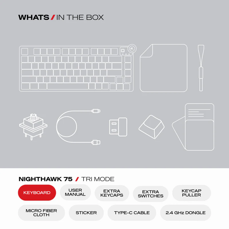 Cybeart Nighthawk 75 - TKL Wireless RGB Mechanical Keyboard-White - Image 10