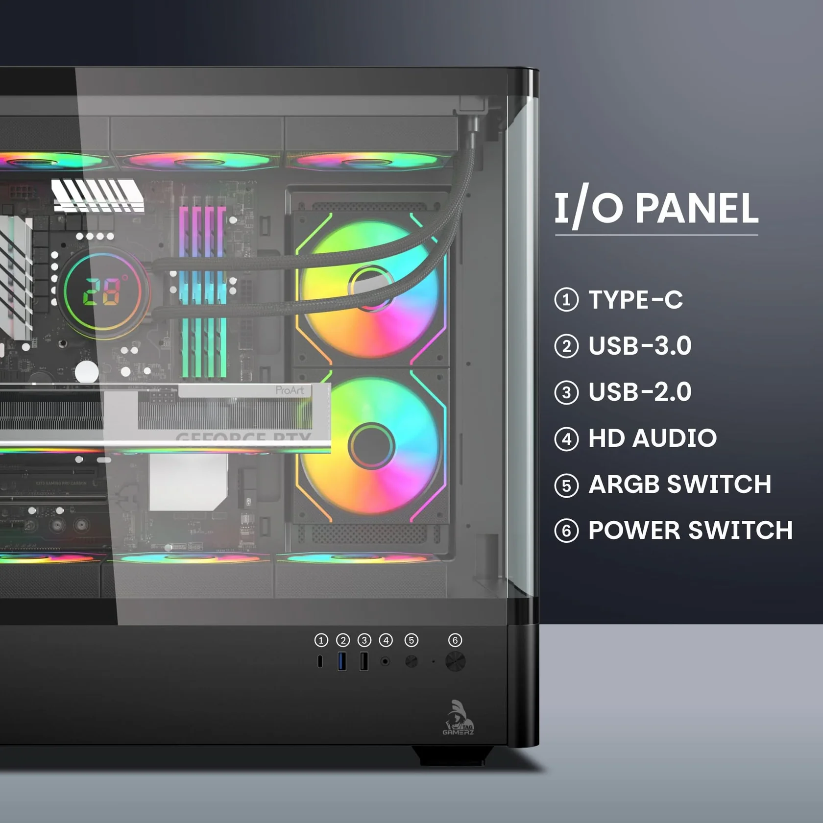 TAG Gamerz Aurora Mid Tower ATX Gaming Cabinet (Black) - Image 4