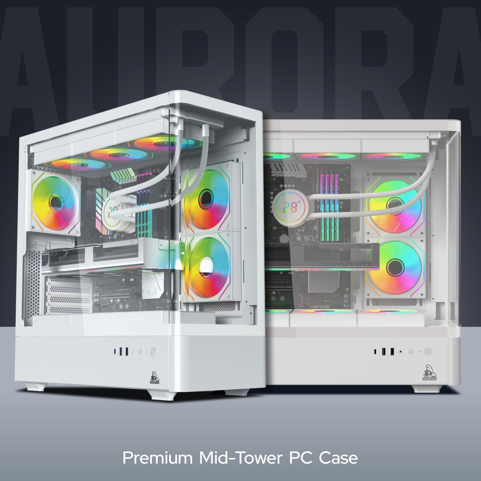 TAG Gamerz Aurora Mid Tower ATX Gaming Cabinet (White) - Image 2