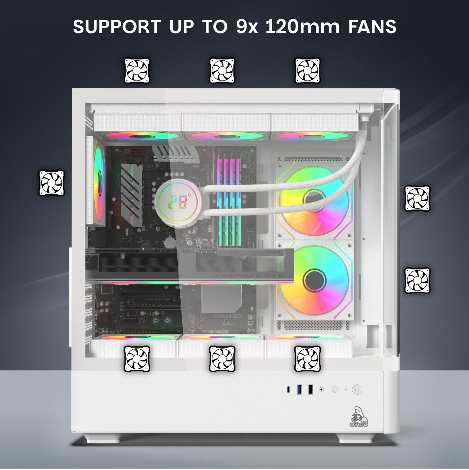 TAG Gamerz Aurora Mid Tower ATX Gaming Cabinet (White) - Image 5