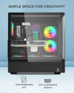 TAG Gamerz Aurora Vision Mid Tower ATX Gaming Cabinet (Black) - Image 2