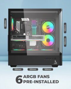 TAG Gamerz Aurora Vision Mid Tower ATX Gaming Cabinet (Black) - Image 3