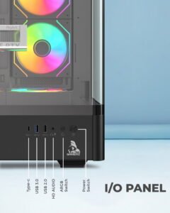 TAG Gamerz Aurora Vision Mid Tower ATX Gaming Cabinet (Black) - Image 6